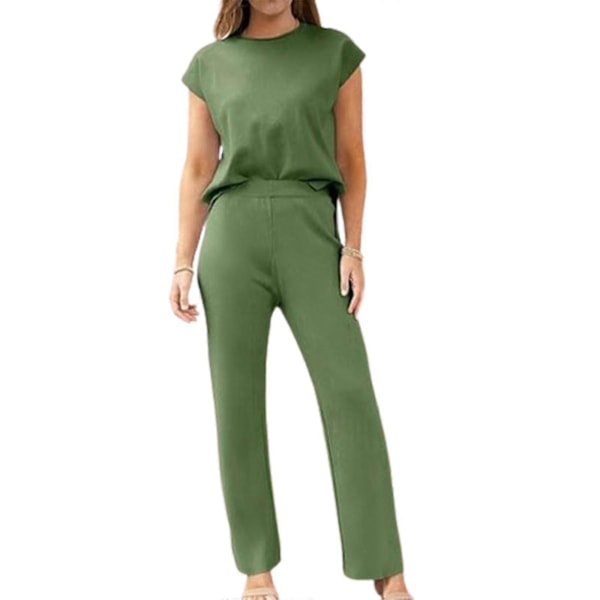 Dam Able Casual Ärmlös Kort Fram Lång Bak Ärmlös Topp Och Byxor Set
