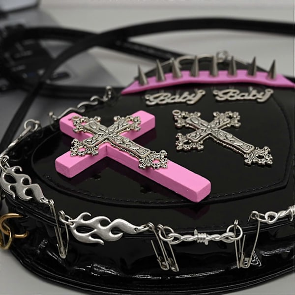 Gothic Punk handväska Y2K Hjärta Söt Lolita axelväska för kvinnor
