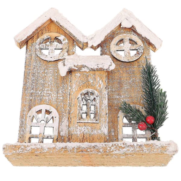 1 st Jul Trähus Ornament Lysande Snöhus Prydnad (Inget Batteri)