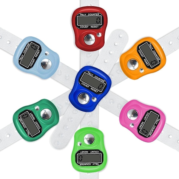 Elektronisk Fingerräknare, 7-pack Återställningsbar 5-siffrig LCD Elektronisk Digital Display Finger Hand Tally Räknare