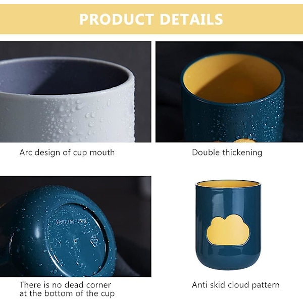 Plastmugg, 4-pack Tandborstmugg Munsköljkopp Resemugg Molnmönsterdesign för Picknickar, Utomhus och Hemmabjudningar (4 Färger)