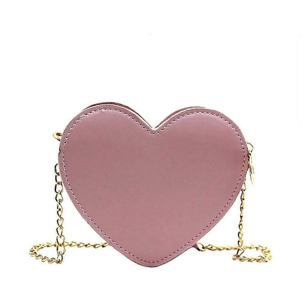 Söt hjärtformad crossbody-väska rosett axelväska satchel för små flickor småbarn (rosa)