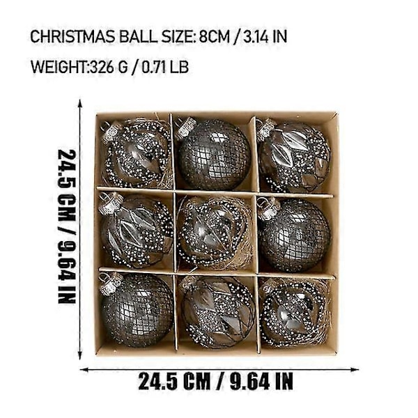 9 st 9 cm Trädkulor Flerfärgade Kuldekorationer Julgran Hängande Ornament För Hemmet Navidad Nyår
