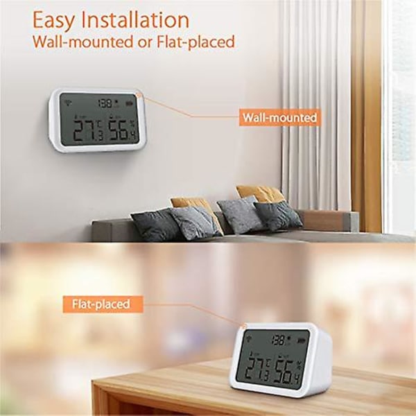 Smart Temperatur- och Luftfuktighetssensor Zigbee Trådlös Hygrometer Termometer med APP-Varningar och Exportdata för Växthus Vinkällare Zigbee Hub Krävs