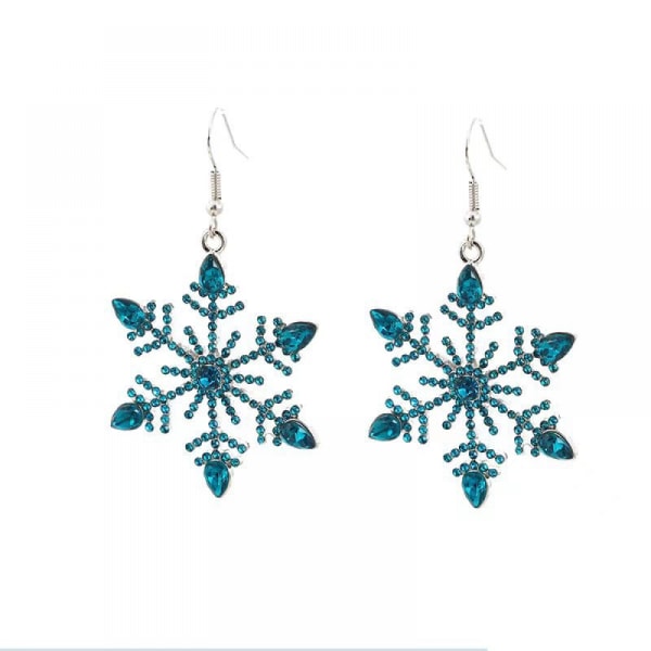Ett par Dangle Christmas personliga blå snöflinga oregelbundna örhängen