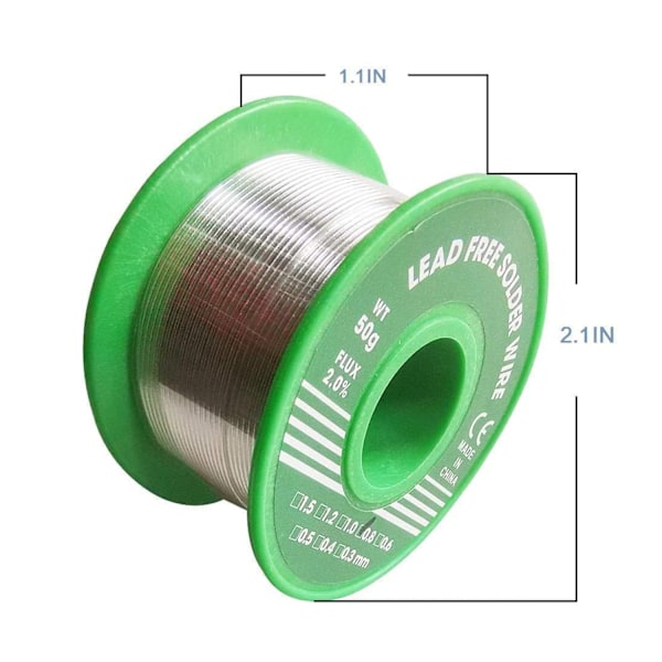 0,8 mm lödtråd, blyfri lödning Sn99,3Cu0,7, kolofoniumkärnad lödtråd för elektrisk lödning, reparation av hushållsapparater (50 g/0,8 mm)