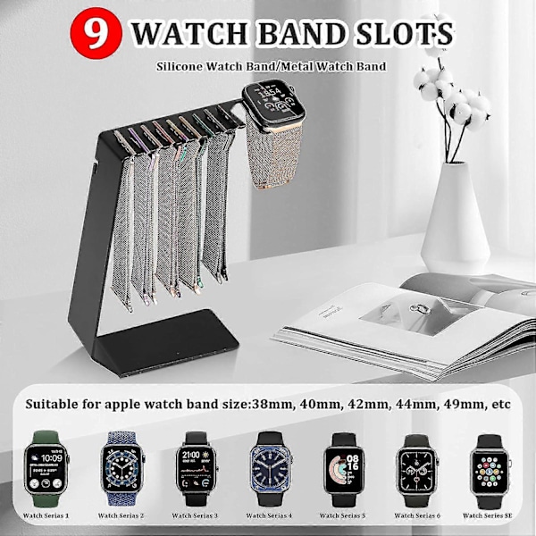 Klockarmbandsförvaring för Iwatch, Rostfritt Stål Klockarmbandsställ för Iwatch Skrivbord Hängande Display med Laddningsskåra