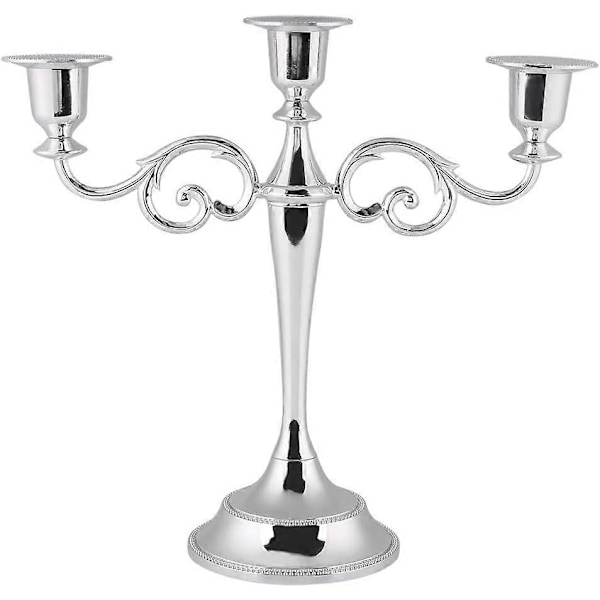 Grenljusstake Vintage Metall Ljushållare för Bröllop Heminredning Bord (Färg : Silver)