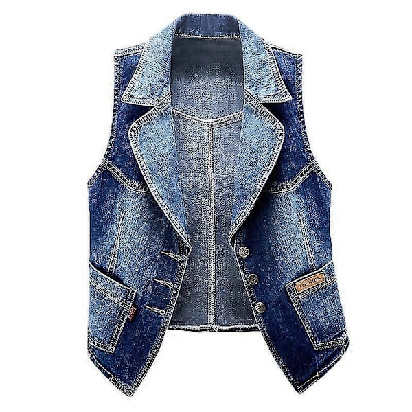 Jwl-enkelknäppt Jeansväst Jacka Dam Höst Ärmlös Jeans Väst Dam Jeansväst Kappa Korta Jackor Dam