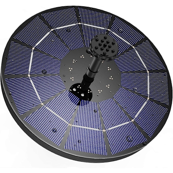 Flytande solfontän för utomhusbruk 3,5W, solcellsdriven dammpump med batteri och 6 munstycken, för fågelbad akvarium trädgårdsfontän