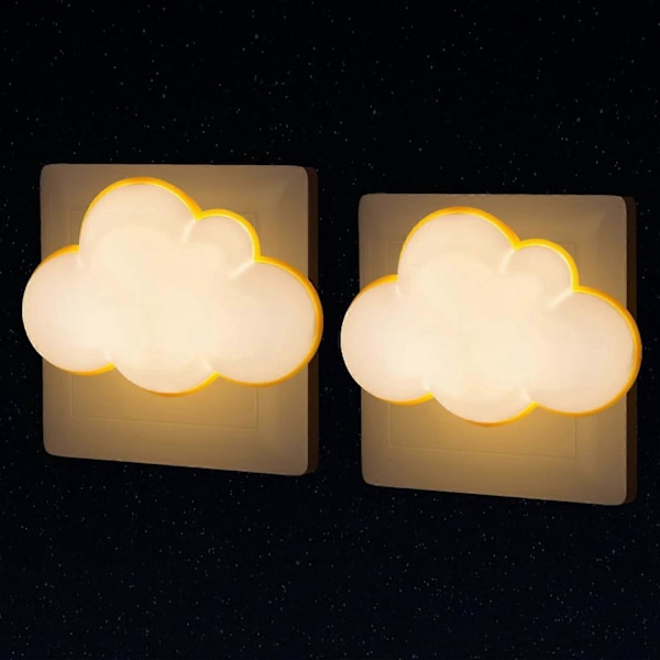 Sensor Nattlampa [2-pack], Molnform med Skymningssensor, Liten LED Vägglampa för Barnrum, Hallvägglampa, Trappljus