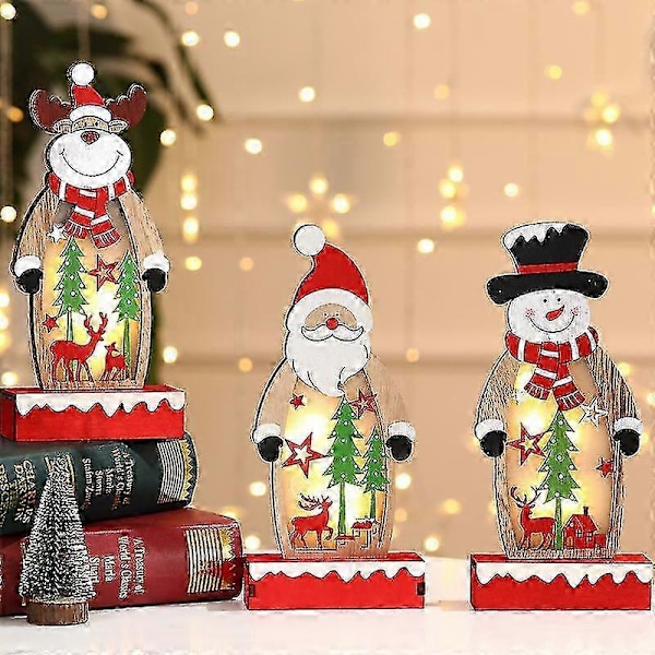 Jul Träprydnader Trä Santa Prydnader Julgransprydnader För Hem Vägg Flaskor, Julprydnader BJB753