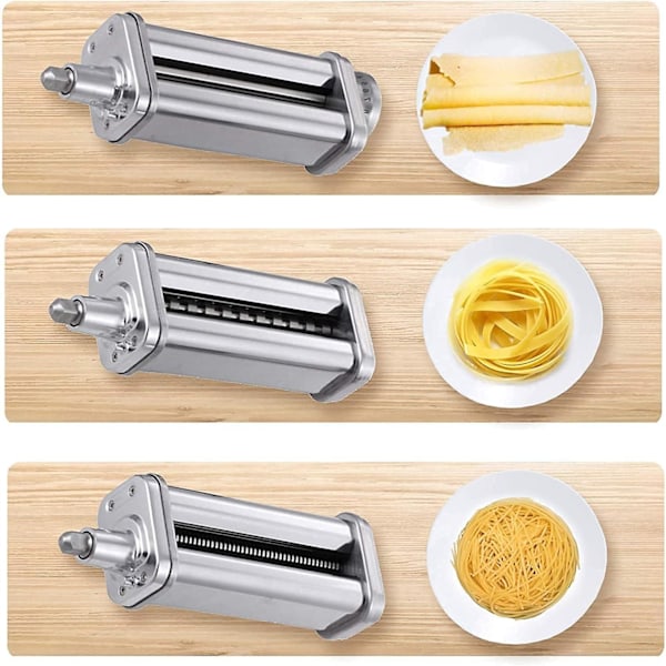 Pastatillbehör för köksmaskin, pastarulle i rostfritt stål, spaghettiskärare, fettuccineskärare