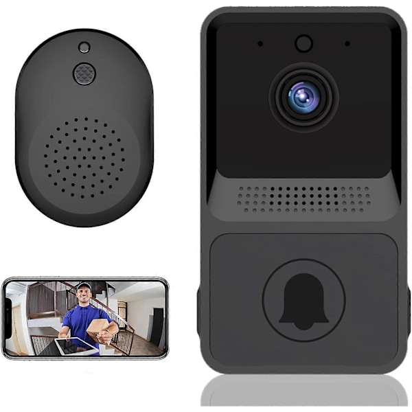 Trådlös Fjärrkontroll Video dörrklocka, Smart Video dörrklocka Hem intercom HD Mörkerseende WiFi Laddning, Smart dörrklocka, Tvåvägssamtal, APP-kontroll
