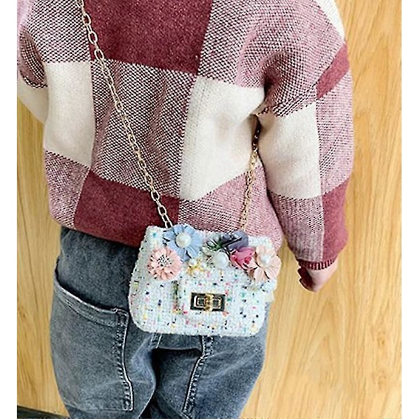 Flickväska Blomma Crossbody Axelväska för Flickor 2-5 År (svart) - ya01
