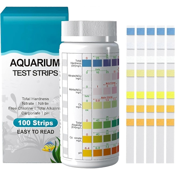 100 st PH Testremsor för Akvarium Testremsor 7 i 1 Fisk Tank Test Kit Bubbelpool Testremsor Testkit Pool Testremsor för Akvarier Tropiska/Kalla