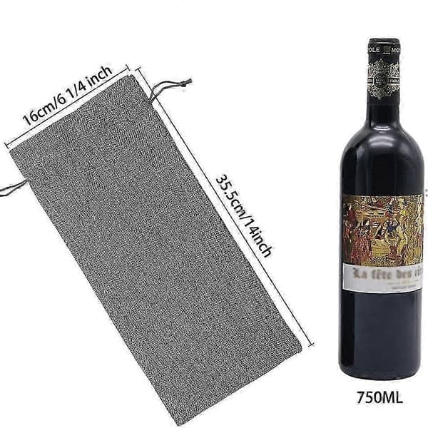 Jute Vinpåse Hessian Vinflaskpresentpåse med Dragsko Grå - 12-pack