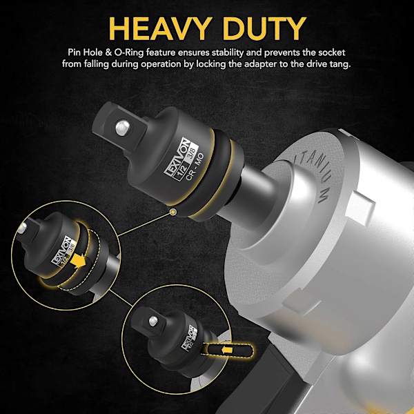 Reducer Impact Adapter, Set om 4, 1/2\" till 3/8\" | 1/4\" till 3/8\" | 3/8\" till 1/4\" | 3/8\" till 1/2\"