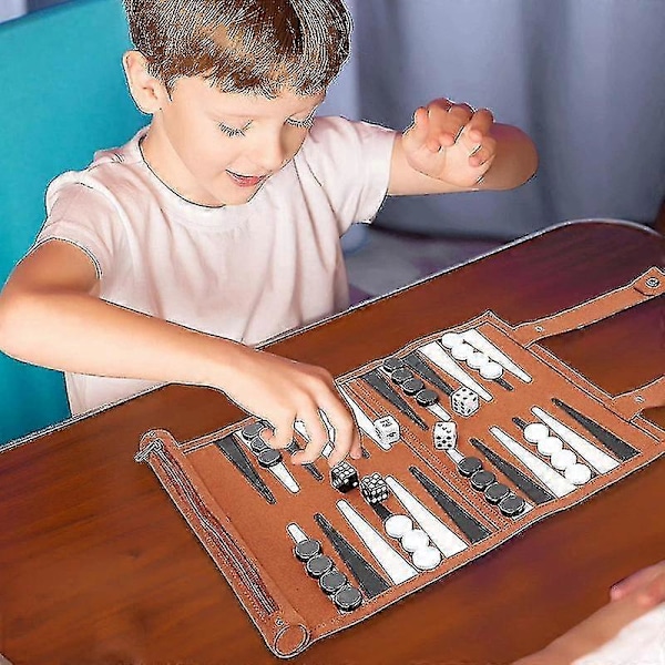 Mikrofiber Rese Backgammon Set - Resespel Vuxen Rulldesign Barns Pusselspel Brädstrategispel Spelpjäser