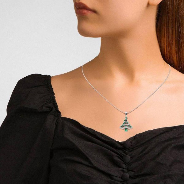 Långt halsband nytt julgran smaragd hängsmycke för kvinnor, present bo