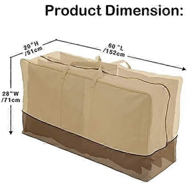Förvaringsväska för möbelkuddar Extra Stor - Kraftig Vattentät Utomhus Trädgård Uteplats Solstol Kudde Skyddande Organizer Väskor (152x71x51cm) (210D O