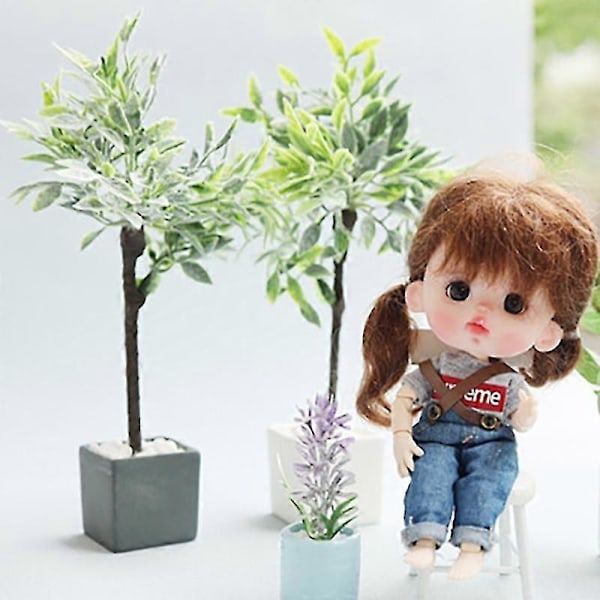 Mini Växt Miniatyr Krukväxter Bonsai Dekoration Lämplig 1:6 1:8 1:12 Tillbehör, Svart