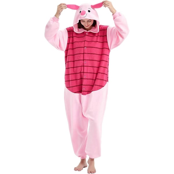 Unisex Vuxen Onesie Pyjamas Djur Heldräkt Halloween Kostym Jul Sovkläder Jumpsuit Piglet Small