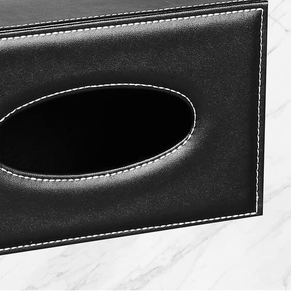 Servettboxlock Rektangulär Läder Svart Servetthållare