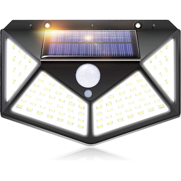 Utomhus solcellslampa IOTSES 100LED 2200mAh 3 lägen med 270° rörelsesensor från fyra hörn IP65 projektor (1 enhet)