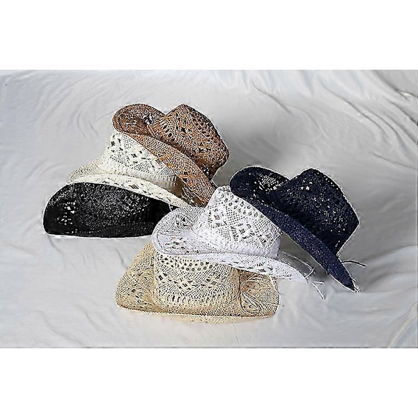 Handgjord Piercad Cowboyhatt Bredbrättad Sommar Strand Solhatt