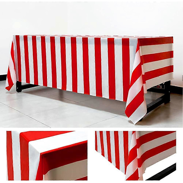 Röd- och vitrandig julduk, bordsdekoration för fester, 1 st (274x137cm)