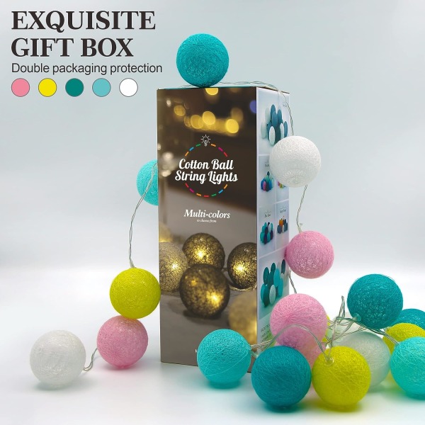 Bomullsboll Ljusslinga - 3,1M 20 LED