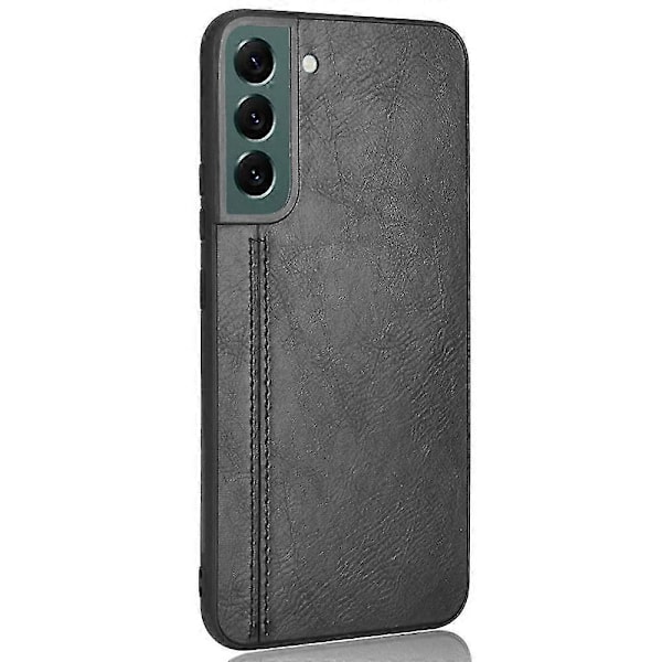 För Samsung Galaxy S22 5G Baksida Skal PU Läderbelagd Hård PC+Mjuk TPU Business Sömnadsfodral-Blå