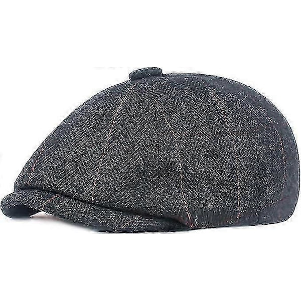 Ullhatt Brittisk Rutig Stil Japansk Retro Hatt Åttakantig Unisex Hatt (Grön)