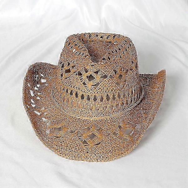 Handgjord Piercad Cowboyhatt Bredbrättad Sommar Strand Solhatt