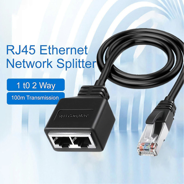 RJ45 Gigabit Nätverkssplitter 1 till 2 Vägar 100m Transmission Två Enheter Åtkomst Ethernet Splitter Kopplare Kontakt Modulär Plugg för Kontor