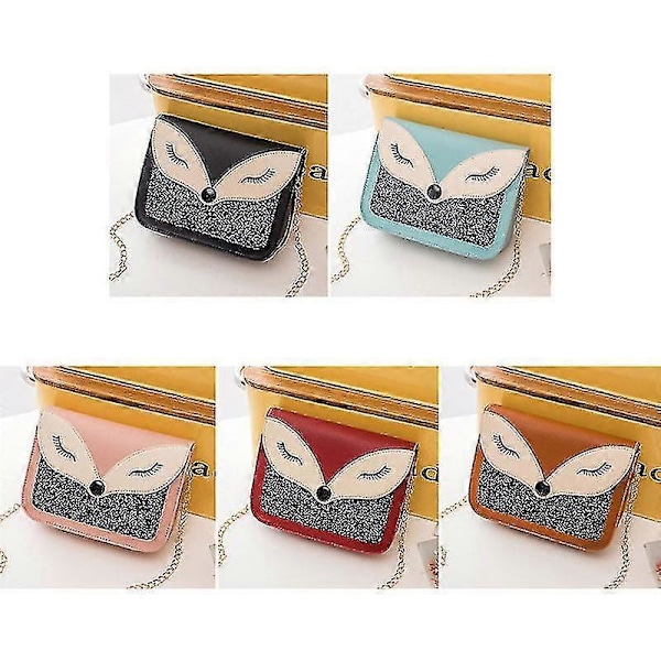 Söt damväska med rävtryck, mode crossbody axelväska med kedjerem, mini, röd PXCL