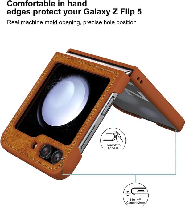 Smartphonefodral för Samsung Galaxy Z Flip 5, läderfodral