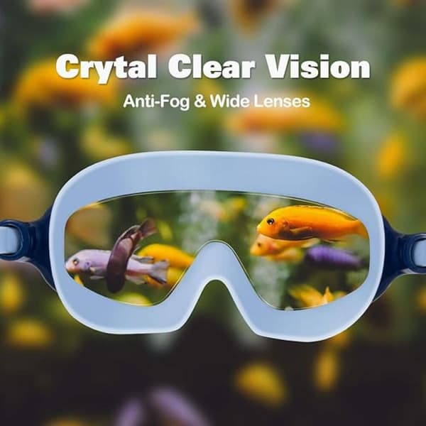 Blå Vit Orange Grön Barn Simglasögon 2-pack Anti-imskydd UV-skydd Bred synfält Simglasögon för åldrarna 3-14
