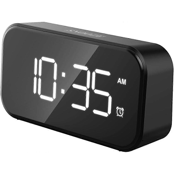 LED Digital Väckarklocka Sängbord Nätansluten, 5 LED Digital Display Snooze Väckarklocka med Dubbla USB-Portar, 12/24 Timmar, 6 Ljusstyrkenivåer, Snooze-Funktion