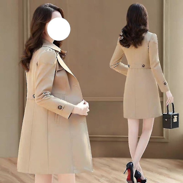 Enkelknäppt trenchcoat för damer, oversize långärmad kappa med ficka, present till jul, födelsedag, nyår