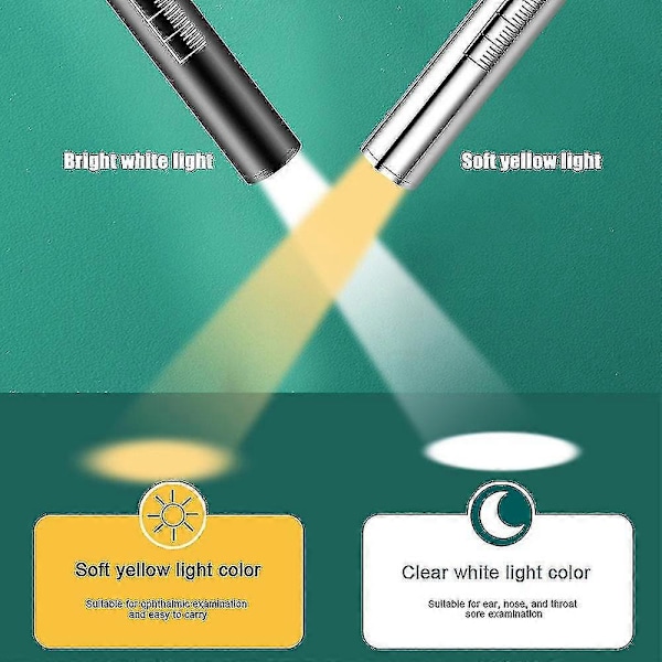 Pennlampa, LED-pennlampa för studenter, läkare och sjuksköterskor med 2 LED-ljuskällor, USB-uppladdningsbar, varmt och vitt ljus, fickklämma