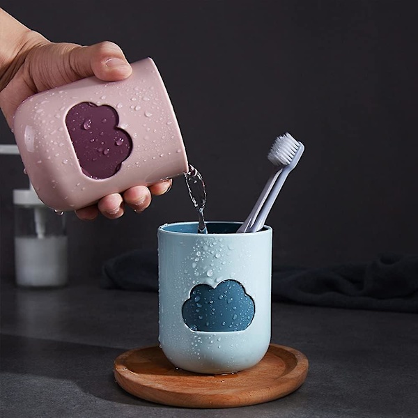 Plastmugg, 4-pack Tandborstmugg Munsköljkopp Resemugg Molnmönsterdesign för Picknickar, Utomhus och Hemmabjudningar (4 Färger)