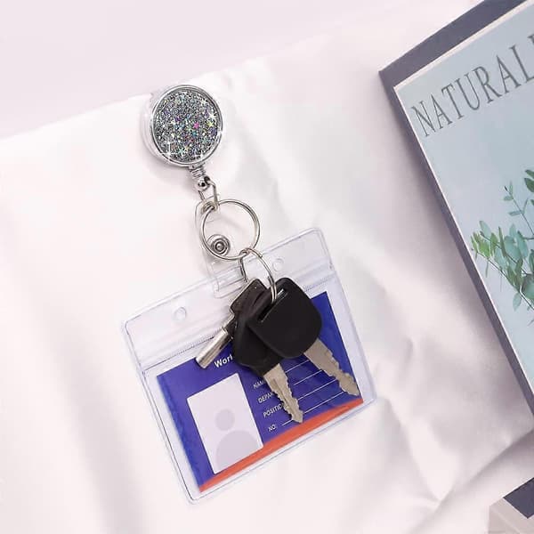Infällbar Badgehållare, Lättviktig Badge Rulle Infällbar Visitkortshållare (4-pack Guld Silver Rosa Blå)
