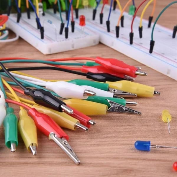 20 krokodilklämmor med kabel, dubbelsidiga krokodilklämmor
