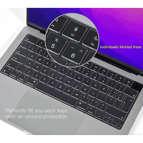 Premium Ultratunt tangentbordsskydd för 2023 2022 2021 Apple MacBook Pro 14\" Modell Tangentbordslayout Skyddsfilm - Klar