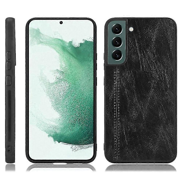 För Samsung Galaxy S22 5G Baksida Skal PU Läderbelagd Hård PC+Mjuk TPU Business Sömnadsfodral-Blå