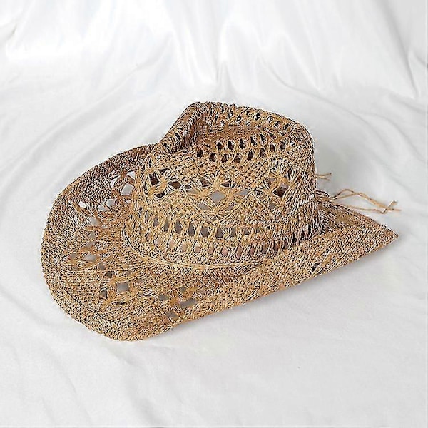 Handgjord Piercad Cowboyhatt Bredbrättad Sommar Strand Solhatt