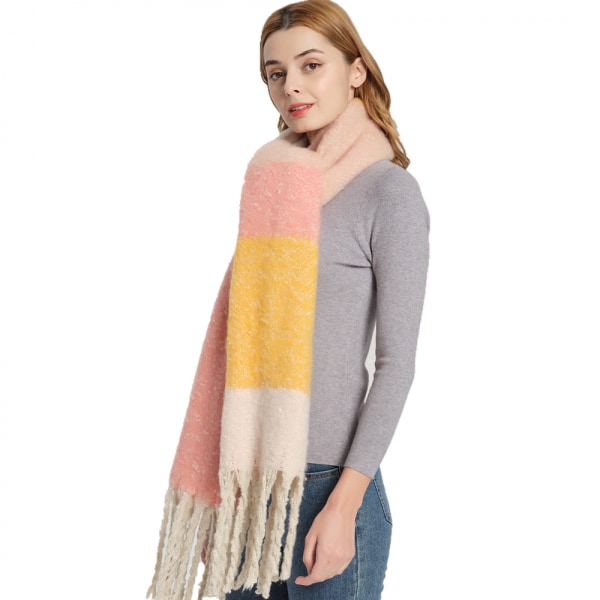 Scarf scarf kvinnors tvåfärgade med tofsar halsdukar för kvinnor varma Xmas