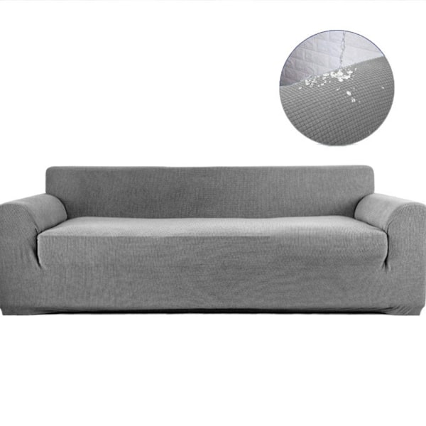 Sofföverdrag, hög stretch, modernt soffskydd (3-sits, ljusgrå)